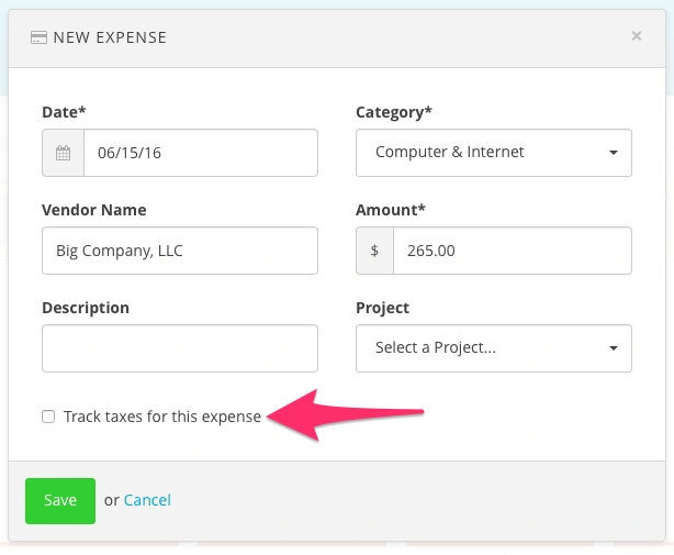 Harpoon Expense Tax Option