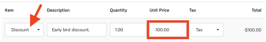 Harpoon Line Item Discount