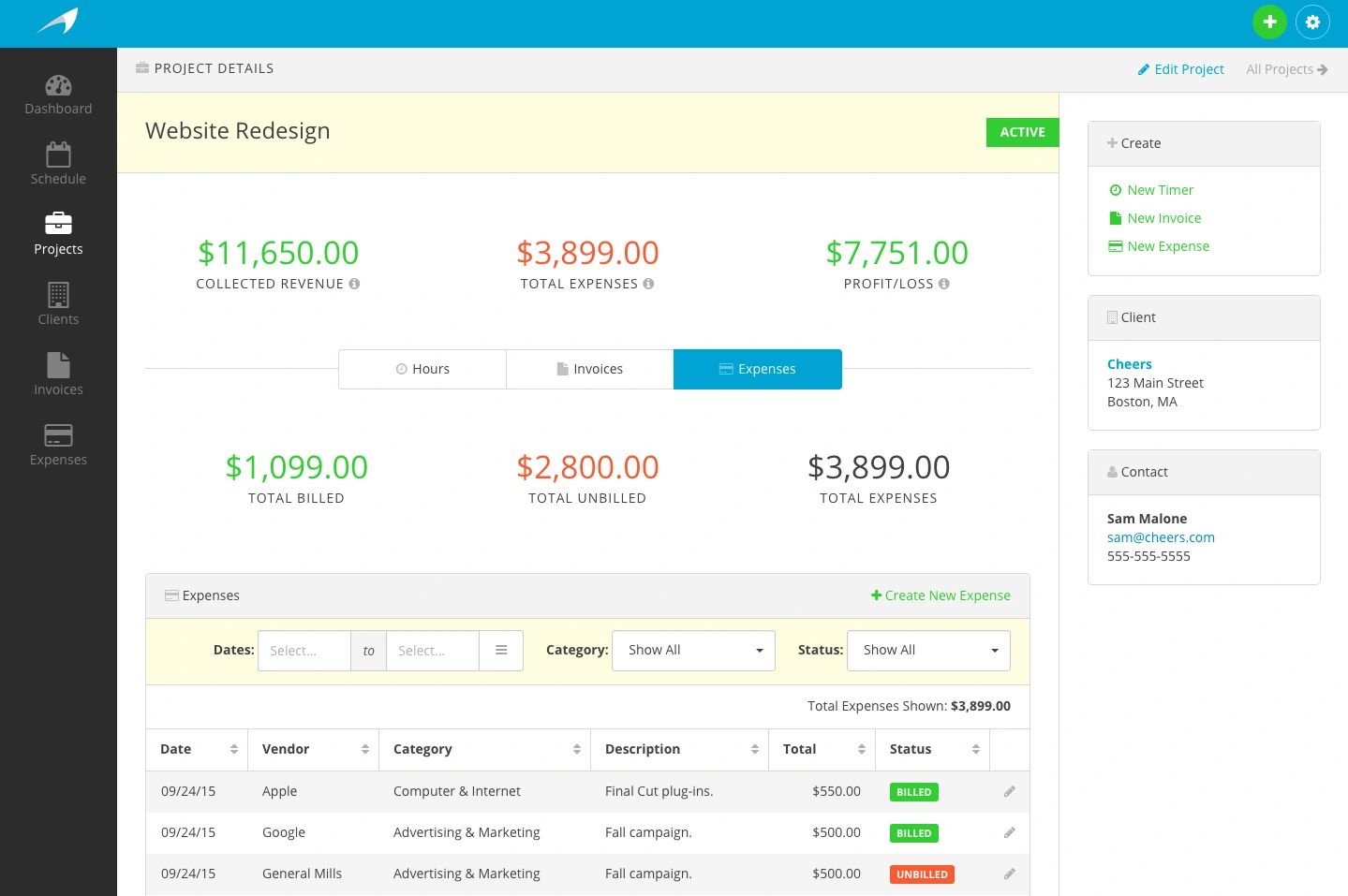 Harpoon Project Expenses