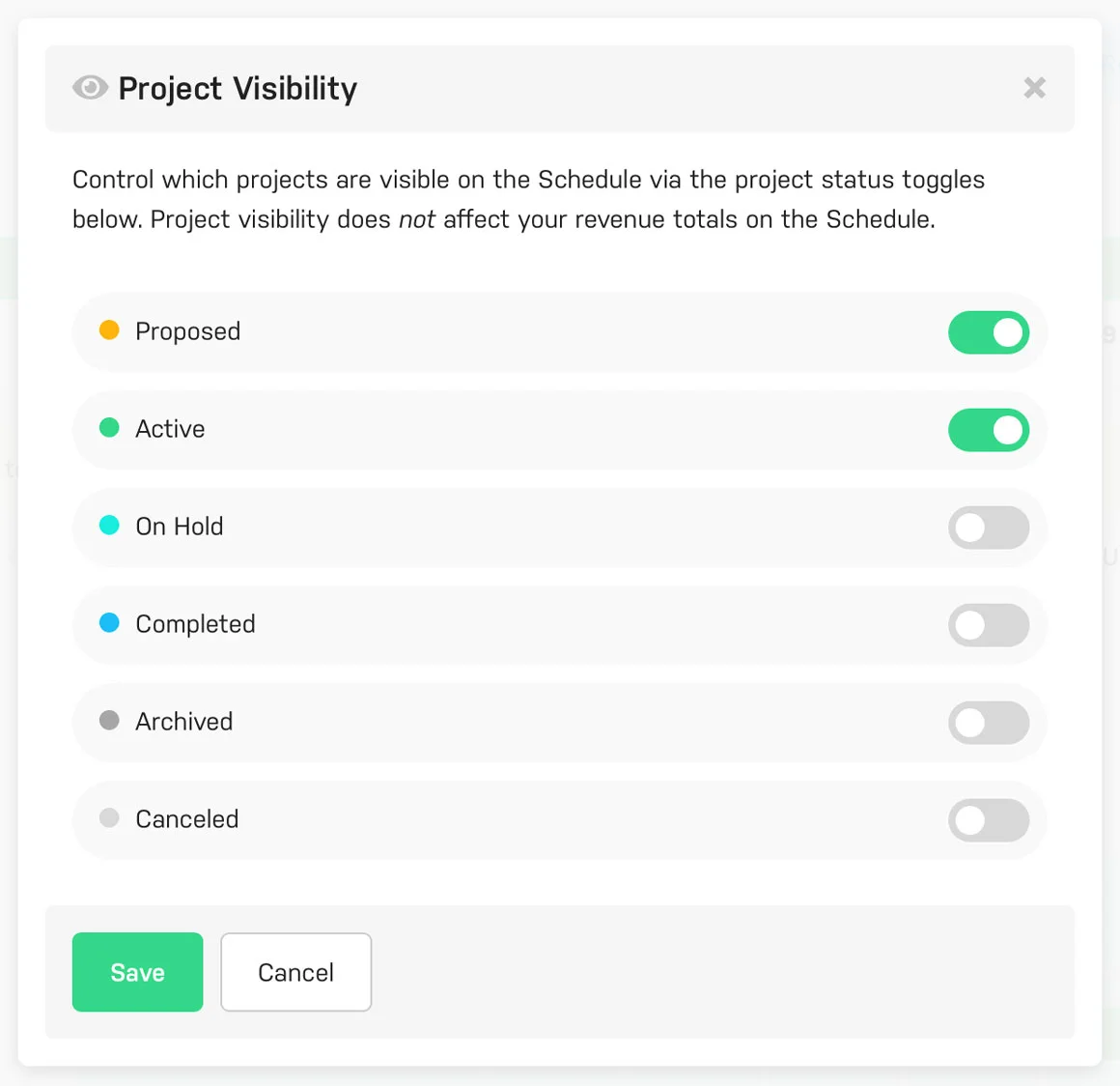 Harpoon Project Visibility Filters
