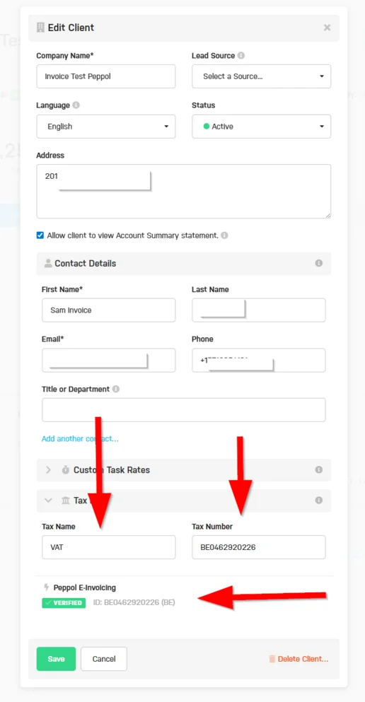 Peppol client setup
