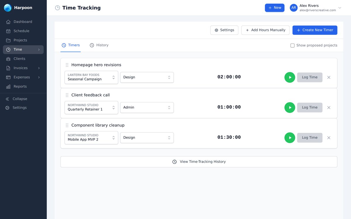 Running timers in the redesigned time tracker
